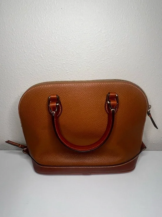 Dooney & Bourke Authenticated Pebble Grain Leather Zip Satchel Cognac Brown Bag - Picture 8 of 9